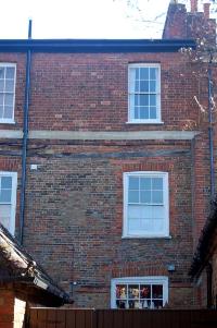 The rear of 18 Market Place showing differing brickwork